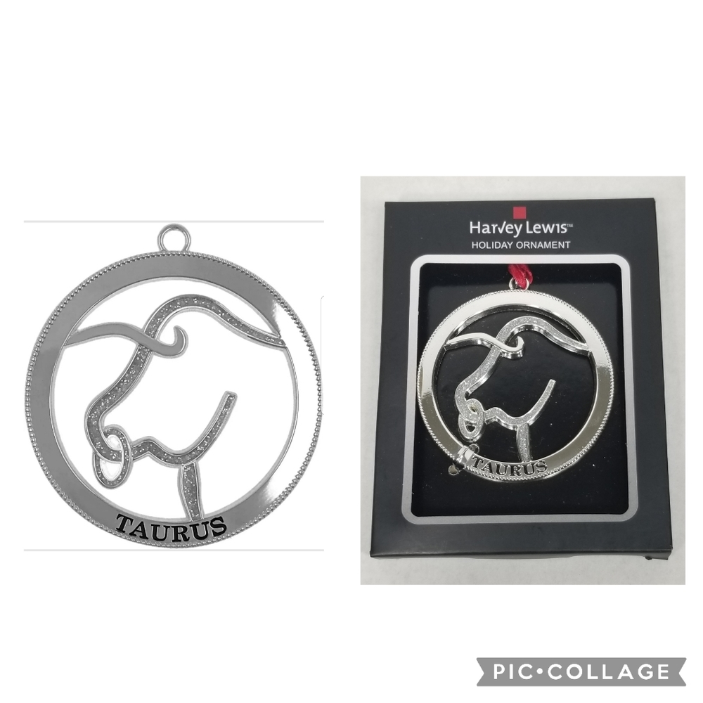 New Harvey Lewis Holiday Ornament Taurus Silver Plate Horoscope Astrology Zodiac